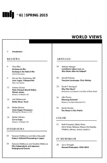 Millennium Film Journal No. 61 "World Views" - Table of contents